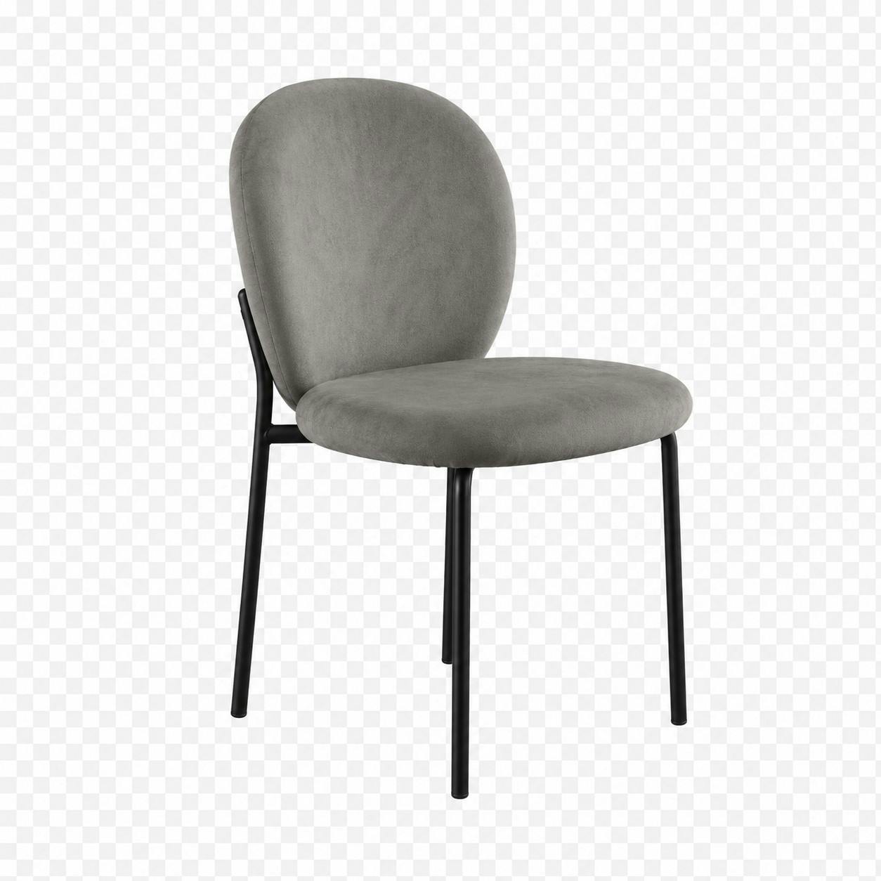 Chaise tissu gris foncé design arrondi (lot de 2) LORA