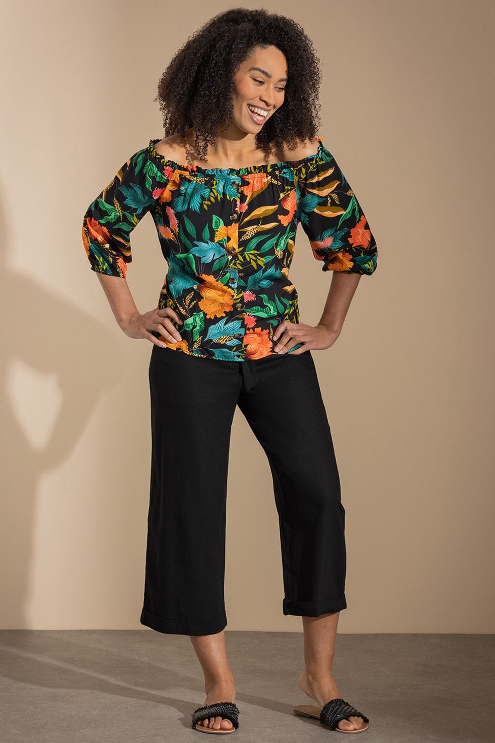 Klass. Exotic Print Bardot Top