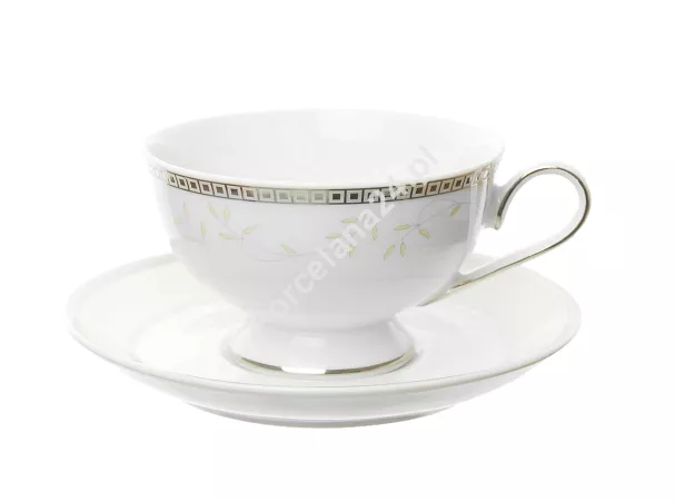 Filiżanka ze spodkiem do herbaty 0,22 L / 14,5 cm Ćmielów - Astra B601 MARZENIE PLATYNOWE Gift Box