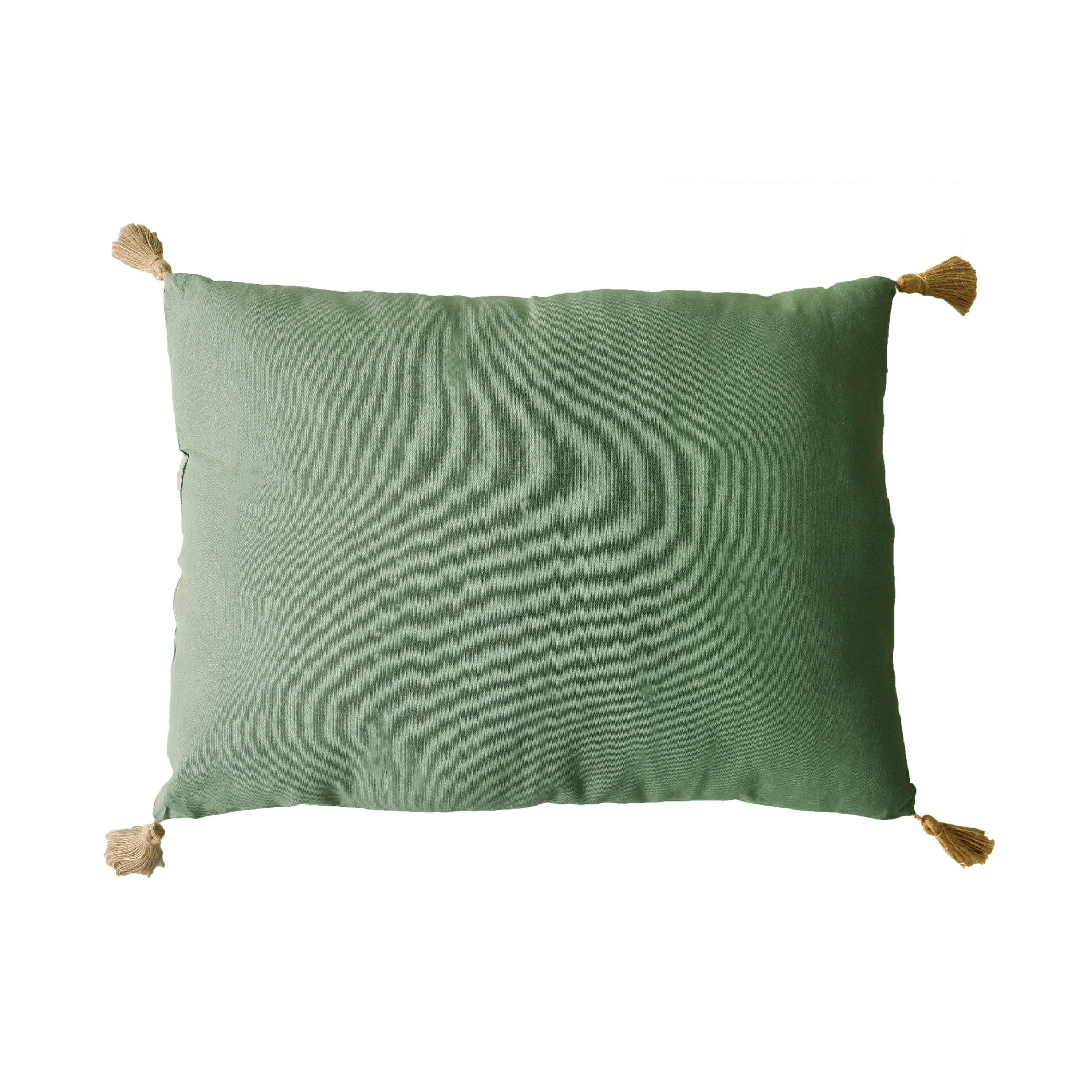 PANAMA - Coussin à pompoms en coton Argile 50x70cm