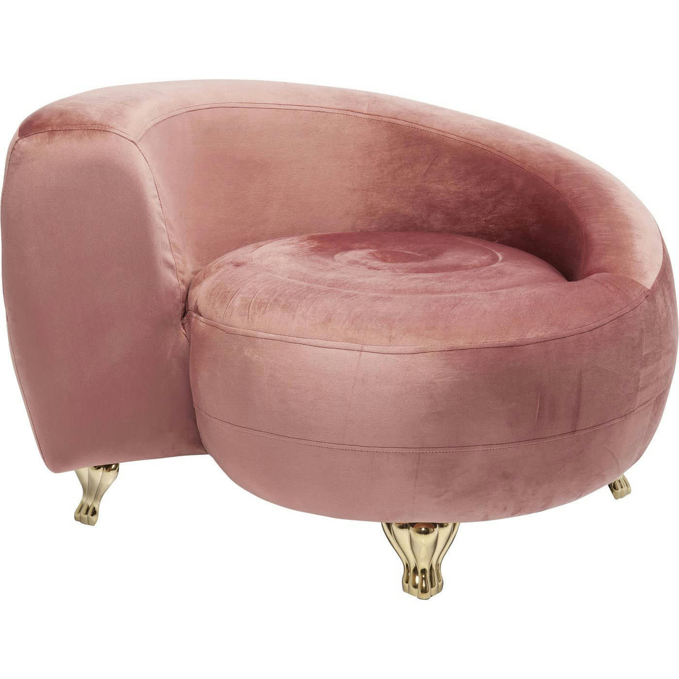 LOFTY SNAKE - Fauteuil en velours rose et acier doré