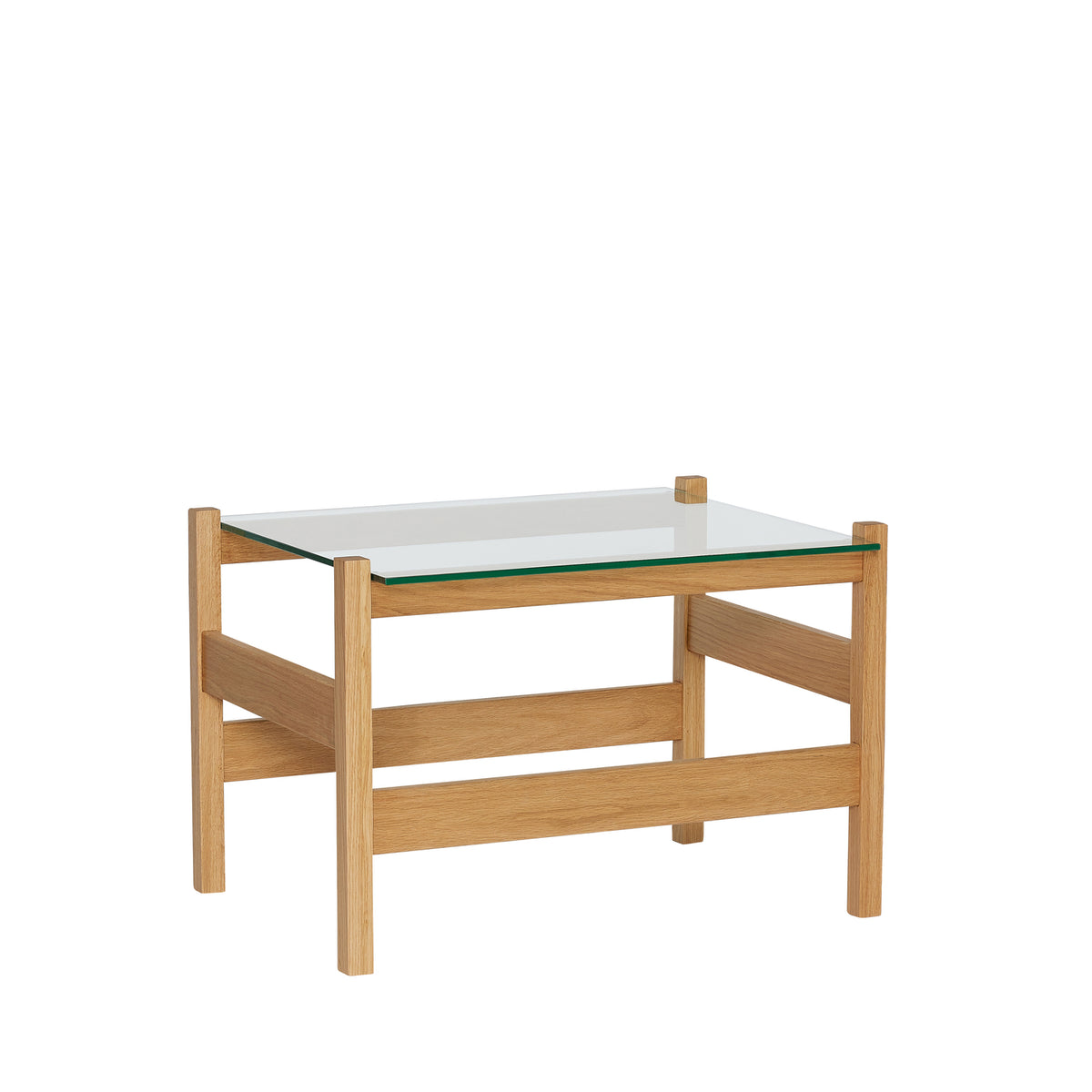 Hübsch bijzettafel Ledge - glas/eikenhout - 66x52xh45cm
