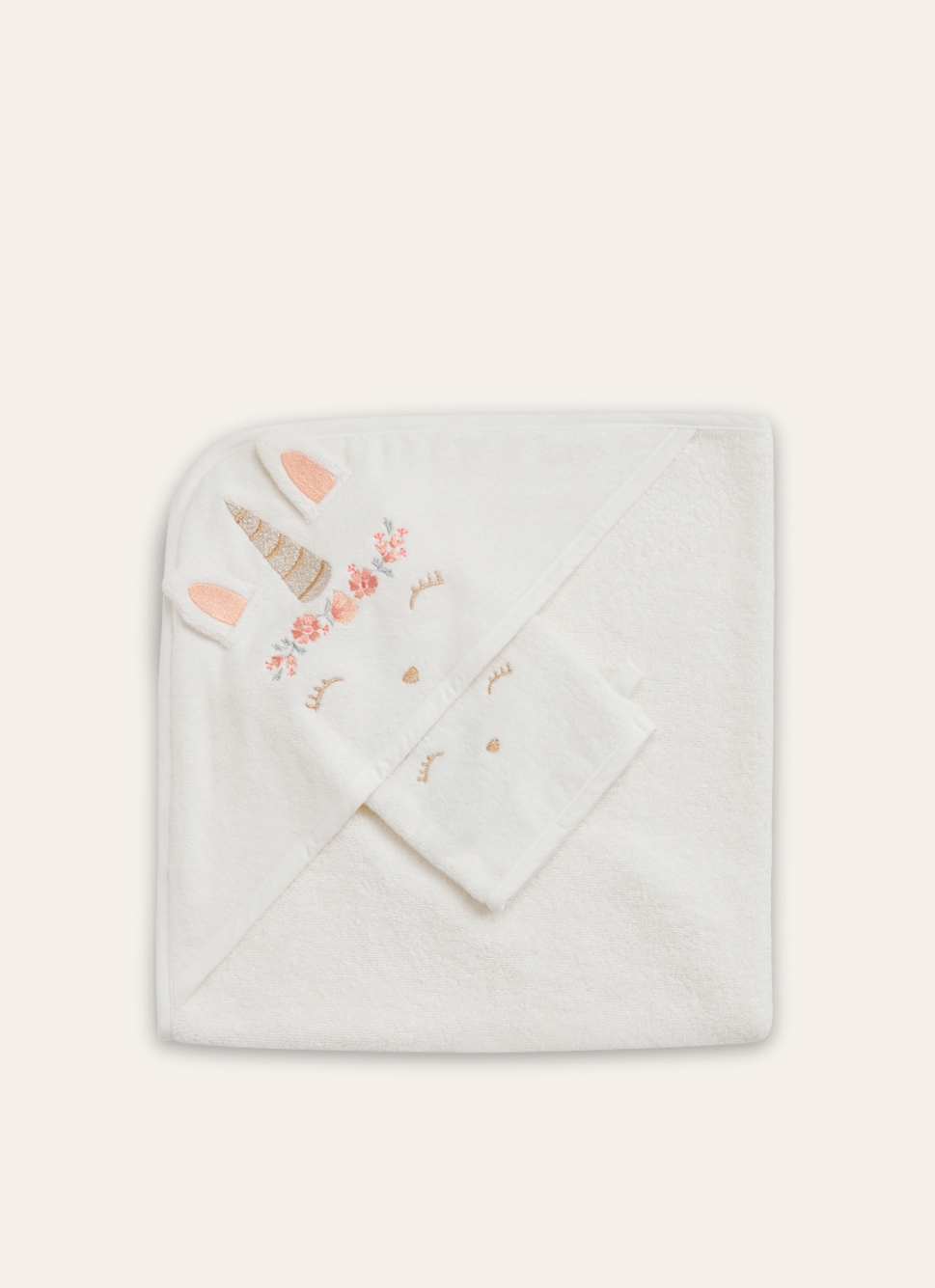 SET CAPE ET GANT LICORNE BLANC