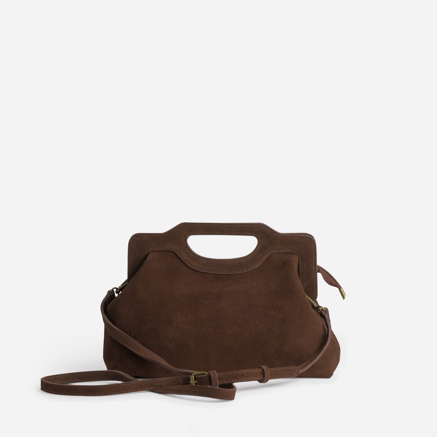 Sac à main marron cuir velours