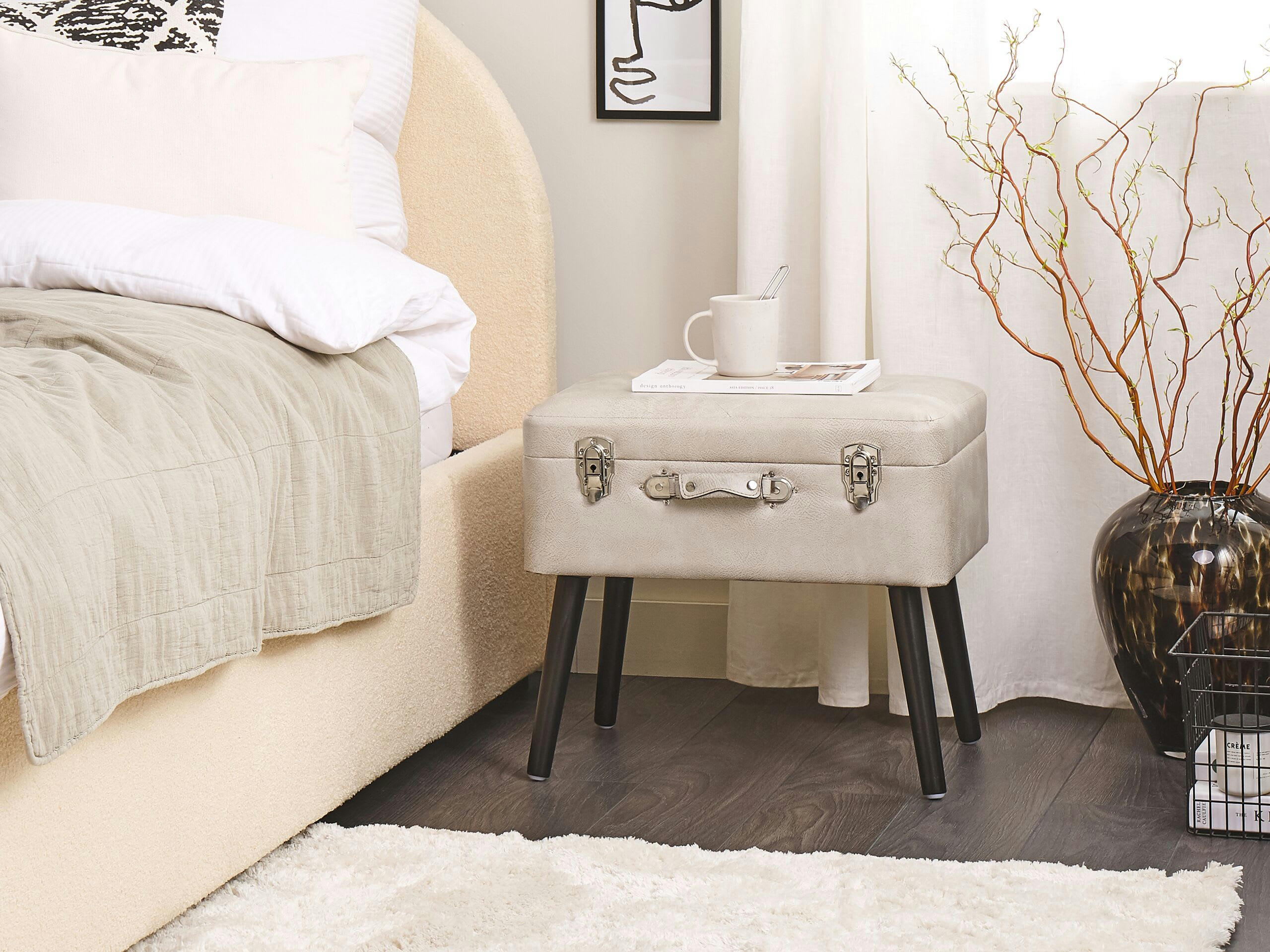 MALLARD - Tabouret avec coffre beige