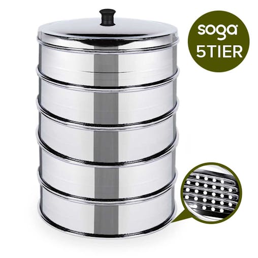 SOGA 5 Tier Stainless Steel Steamer with Lid 22cm