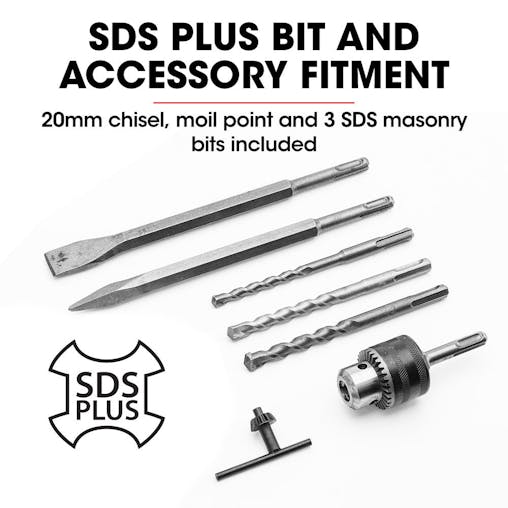 NNEMB 1500W Pro-Grade Electric Rotary Jackhammer Hammer Drill-with 2 Bonus Chisels-3 Drill Bits