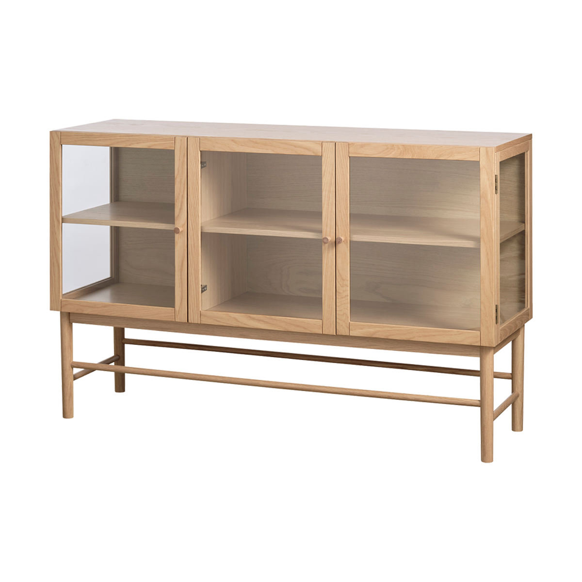 Olivine Boris Eikenhouten Dressoir met Glazen Deuren - B 140 - Naturel