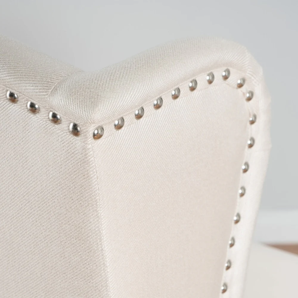 Niclas Wing Back Studded Fabric Accent Chair by Christopher Knight Home