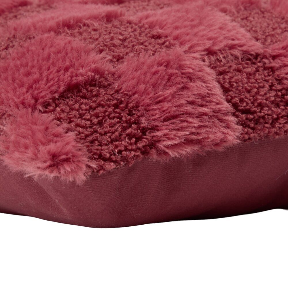 Coussin carré damier ton sur ton 45x45cm (2 modèles rouge ou vert)