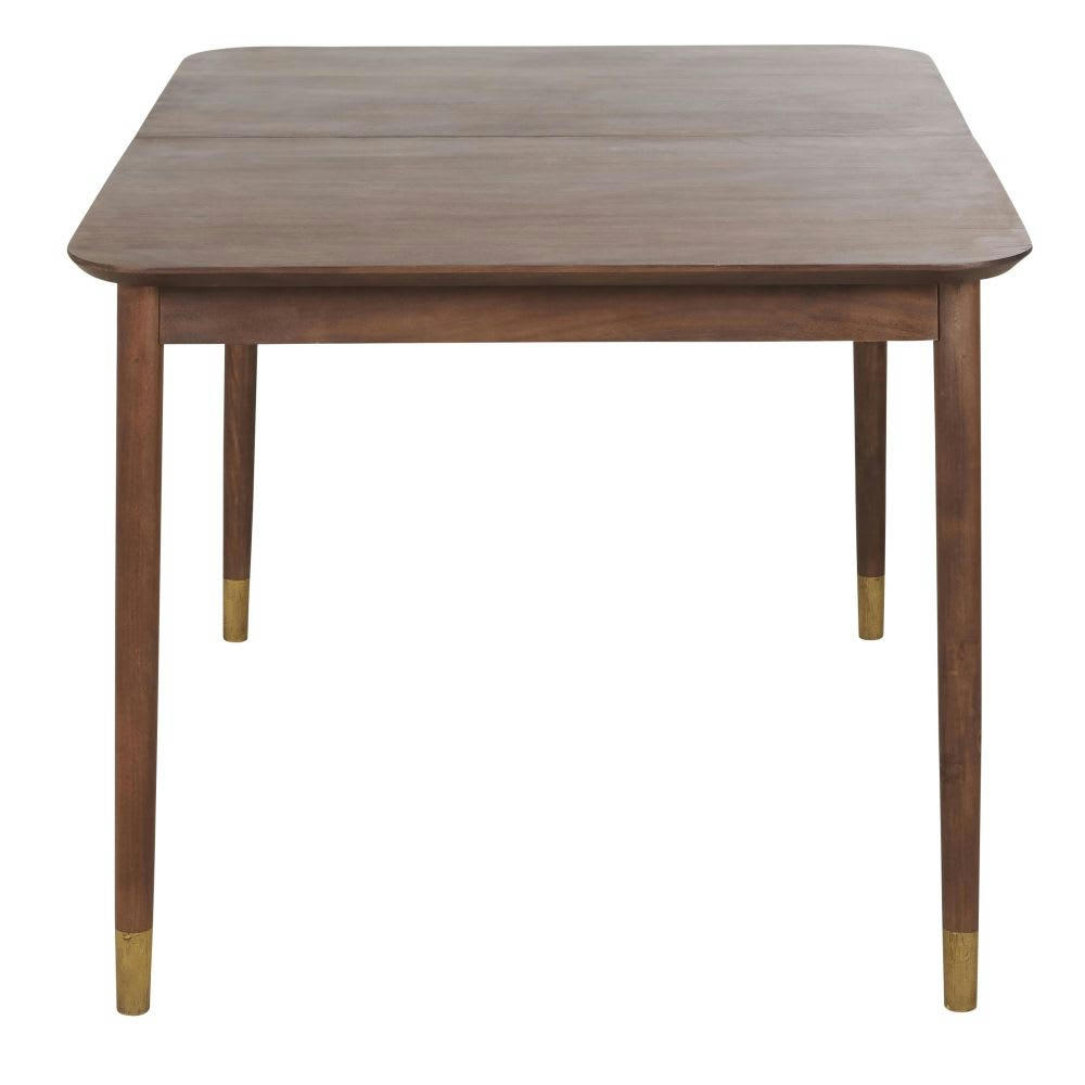 Parischic - Table à manger extensible en bois d'acacia massif et métal coloris laiton 6/8 personnes L141/176
