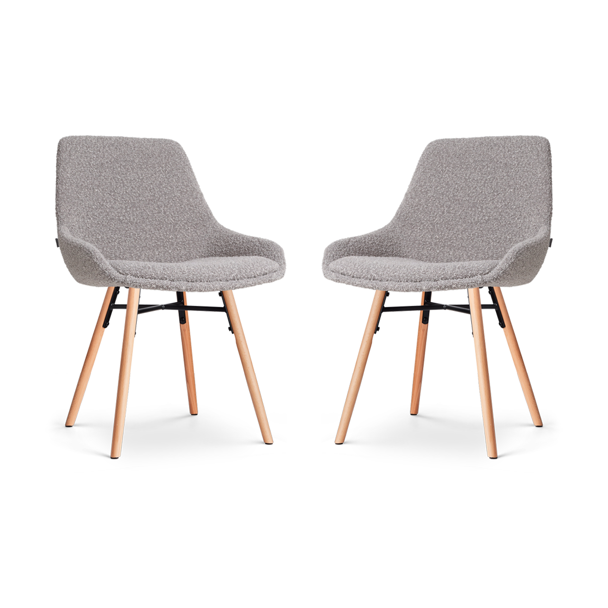 Nolon Nena-Isa Eetkamerstoelen Set van 2 - Bouclé Taupe - Houten Poten