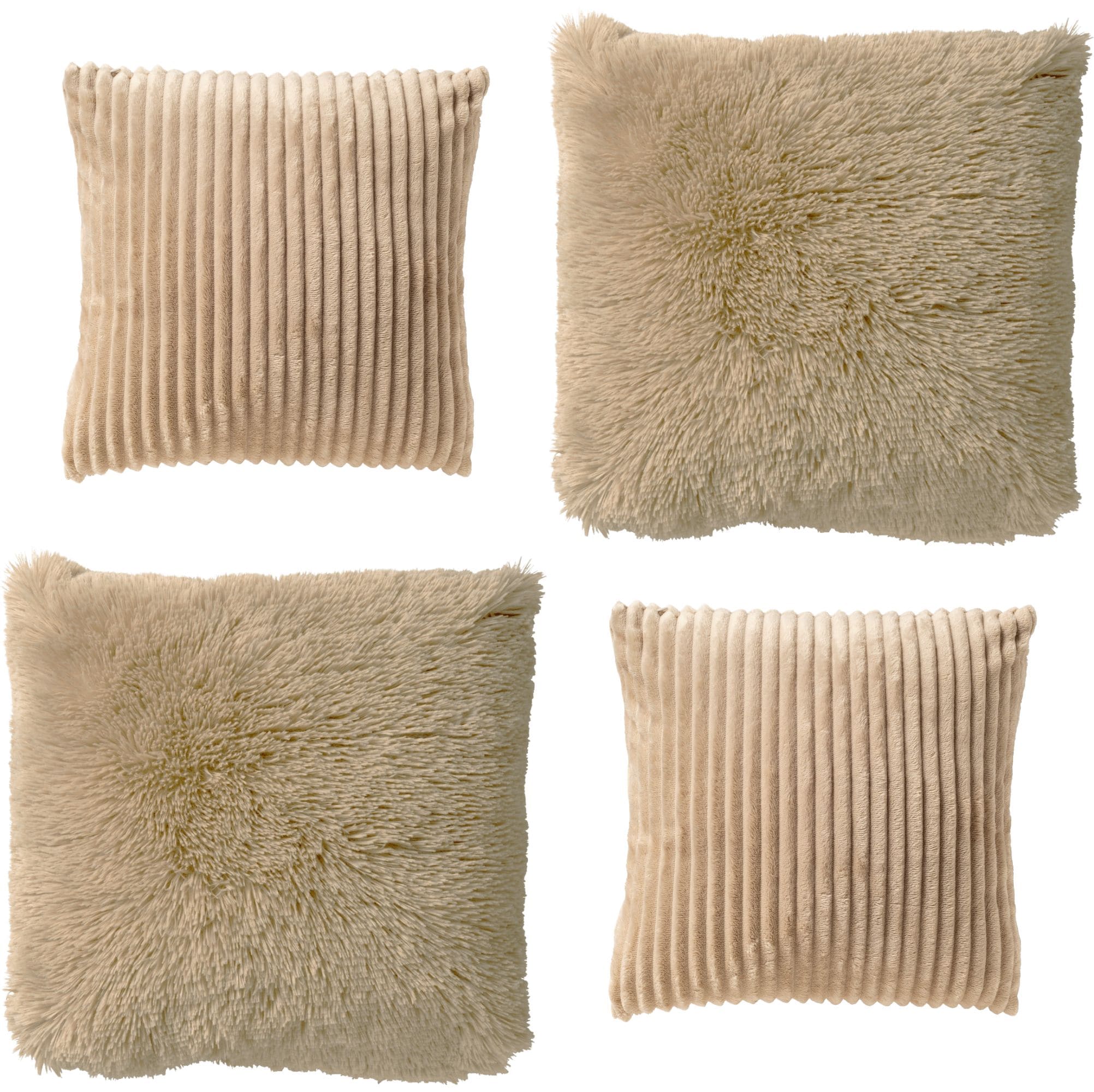 KUSSENSET - 4-delig - Cosy Layers - 60x60 cm, 45x45 cm - inclusief binnenkussens - beige