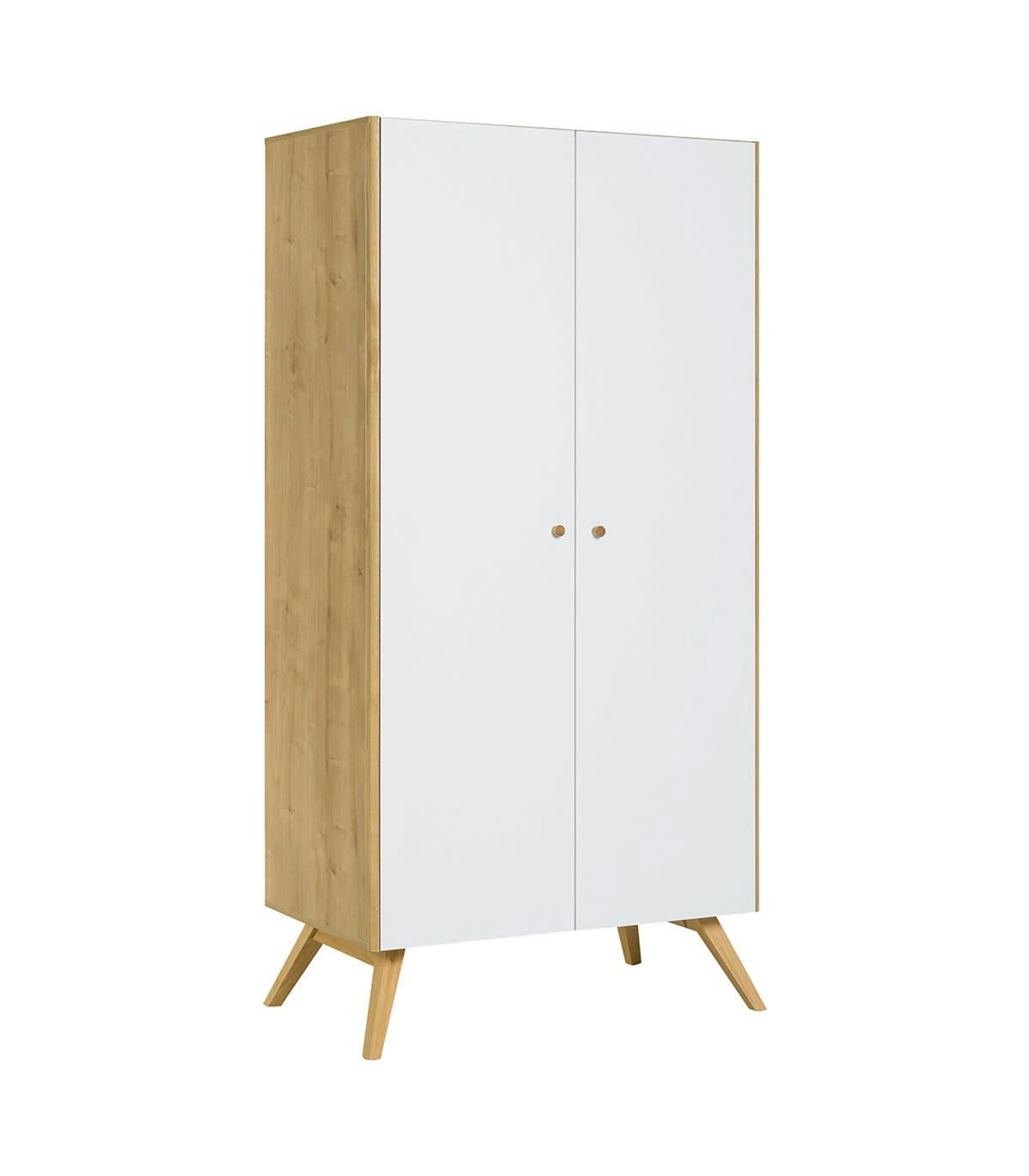 NATURE - Armoire 2 portes avec penderie et 7 niches  L101 cm