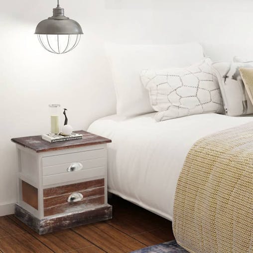 NNEVL Bedside Cabinets 2 pcs Brown and White