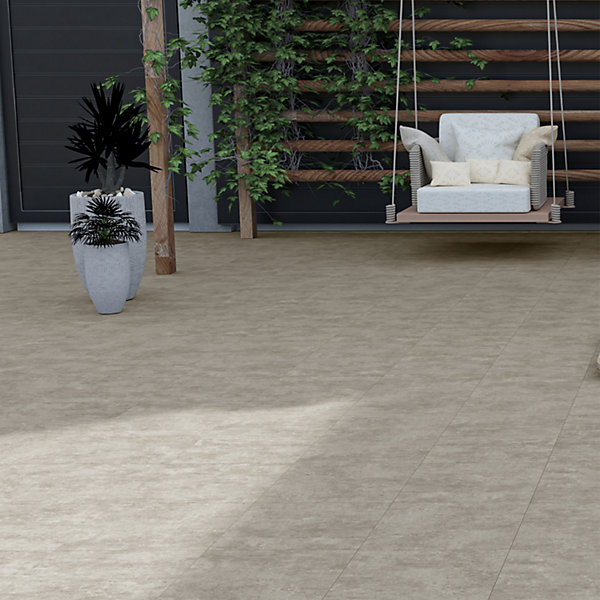 Carrelage sol extérieur en grès cérame émaillé effet béton gris perle l.60 x L.60 x ép. 0.9cm Bauha