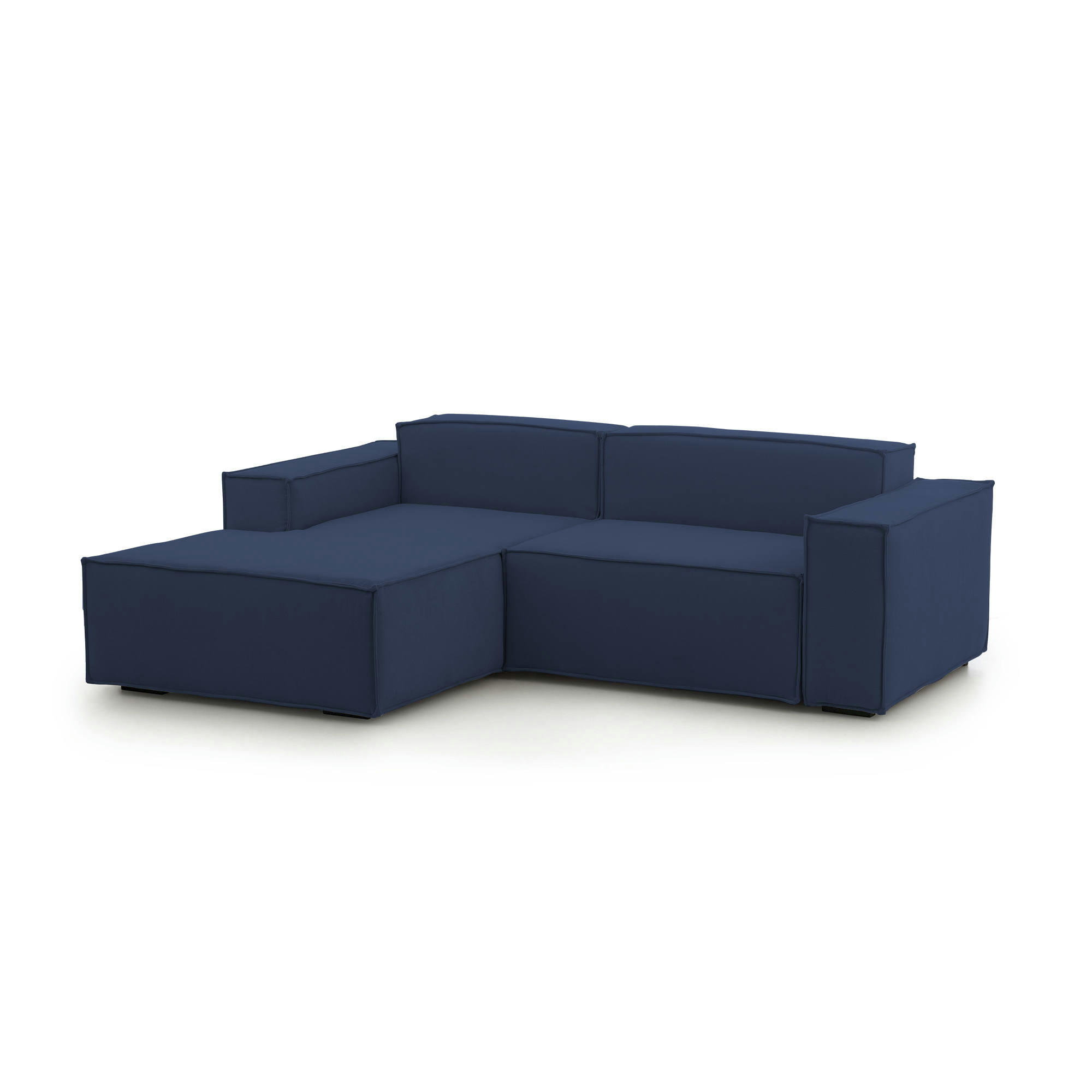 DKIVIL - Canapé d'angle 2 places en tissu bleu