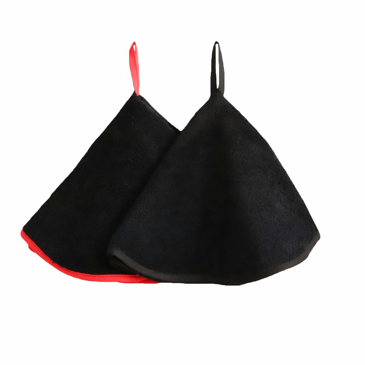 DECO - Lot de 2 essuies mains en coton noir