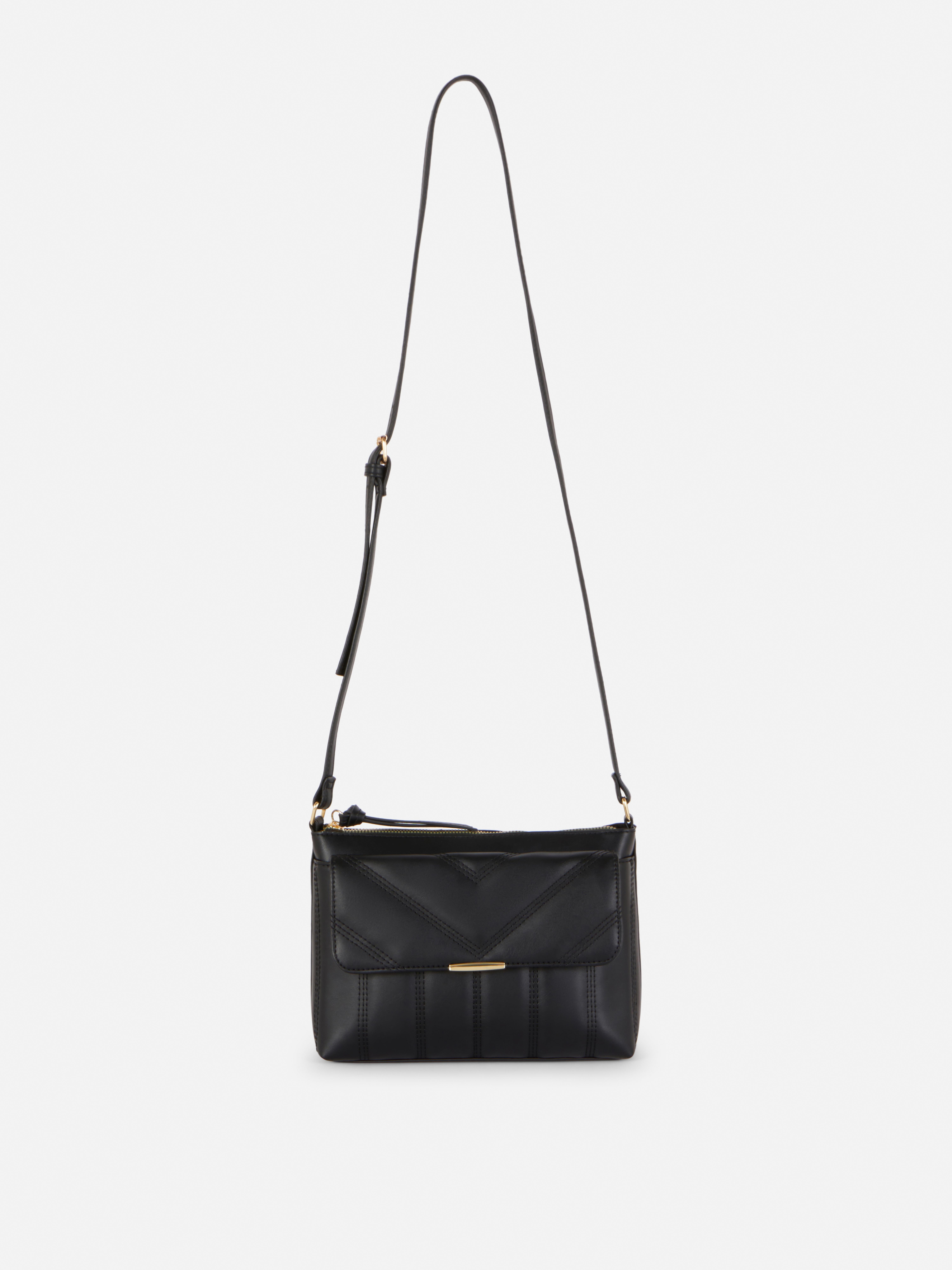 Faux Leather Quilted Crossbody Bag