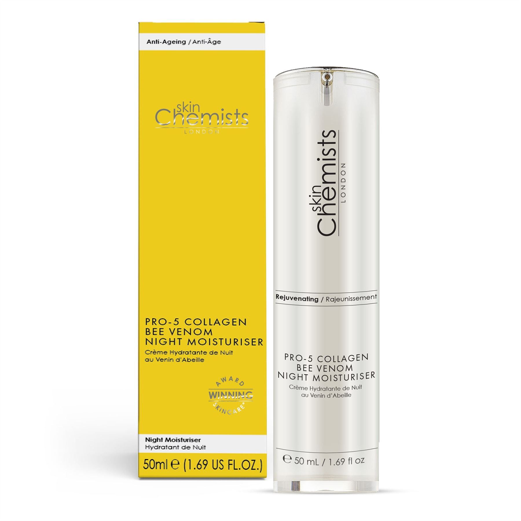 skinChemists professional Anti-Ageing Pro-5 Collagen Bee Venom Night Moisturiser 50ml for Elasticity and Collagen Support