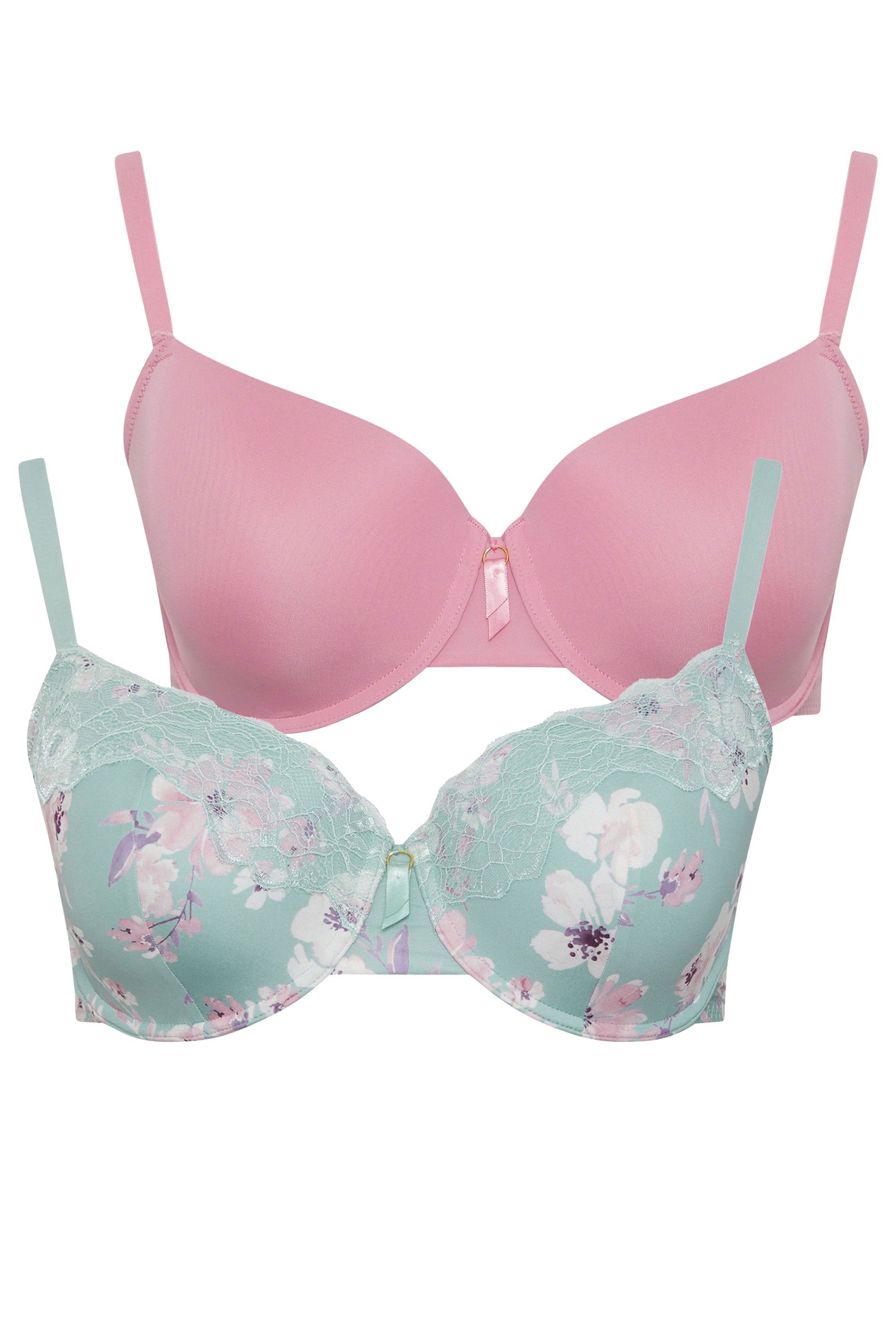 Yours 2 Pack Floral Print T-Shirt Bras