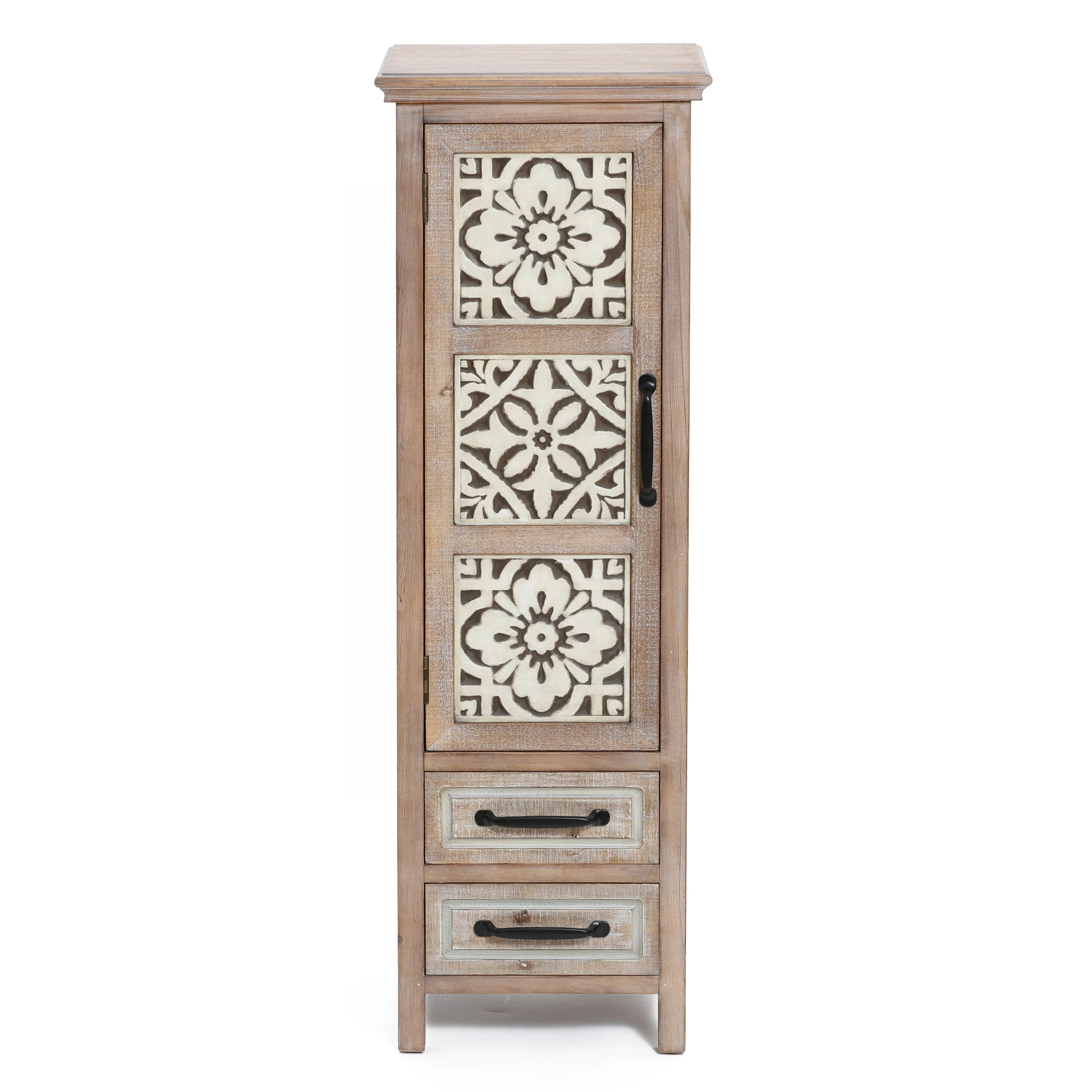 Farmhouse 48 Tower Wood 2-Drawer 1-Door Storage Cabinet - 48.23 Tall