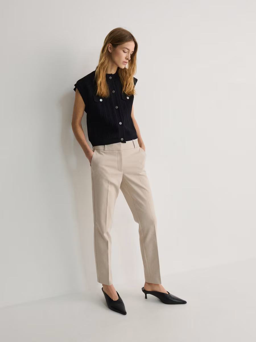 Cigarette Trousers With Pressed Crease