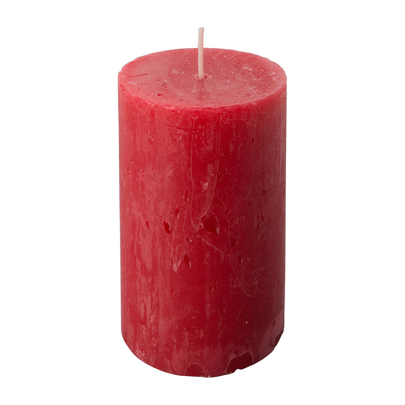 Kaars rustiek - rood - &Oslash;7x12 cm