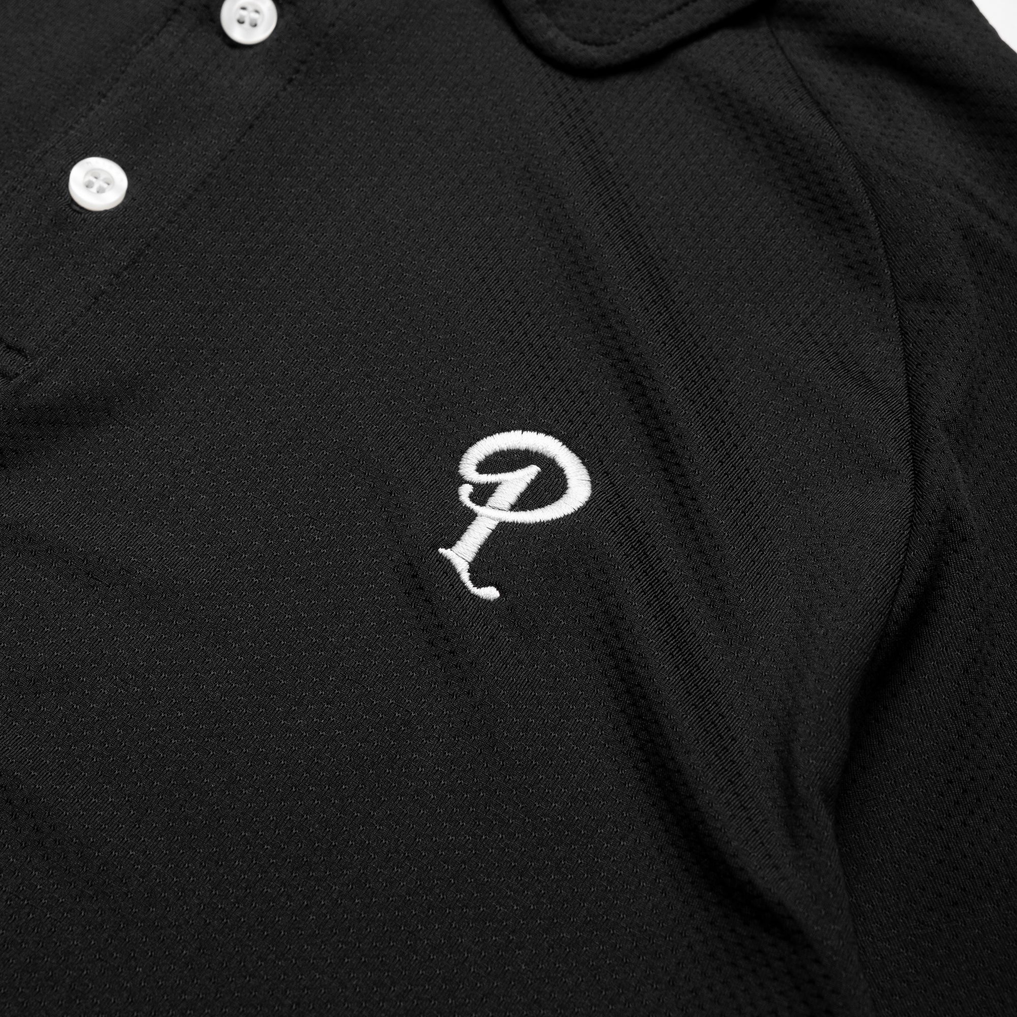 Malbon Golf Raglan Sleeve Mesh Polo - Black