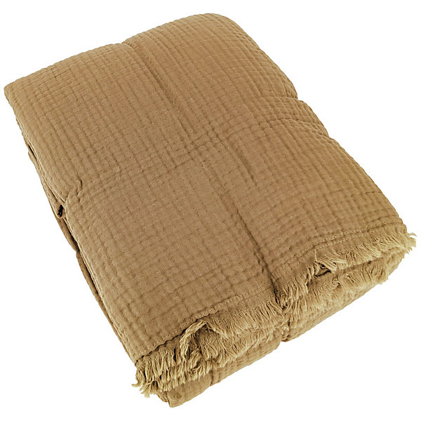 Couvre-lit 260x240 cm coton collection PAROS marron houblon