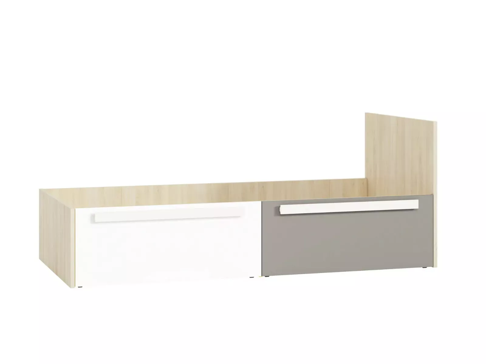 Łóżko DOT 90x200 buk/białe/szare z szufladami/bez materaca