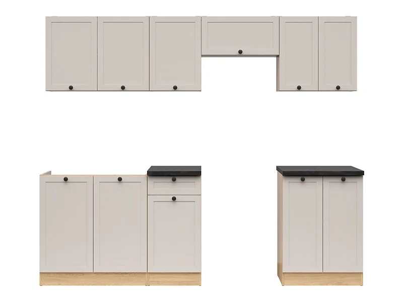 Komplet kuchennyJunona Line 240 cm dąb bernstein/uni kaszmir z blatem