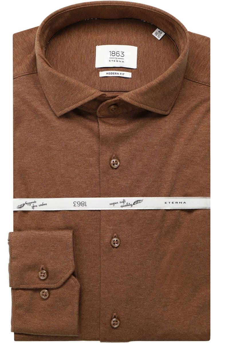 ETERNA 1863 Soft Tailoring Modern Fit Jerseyhemd beige-braun, Einfarbig