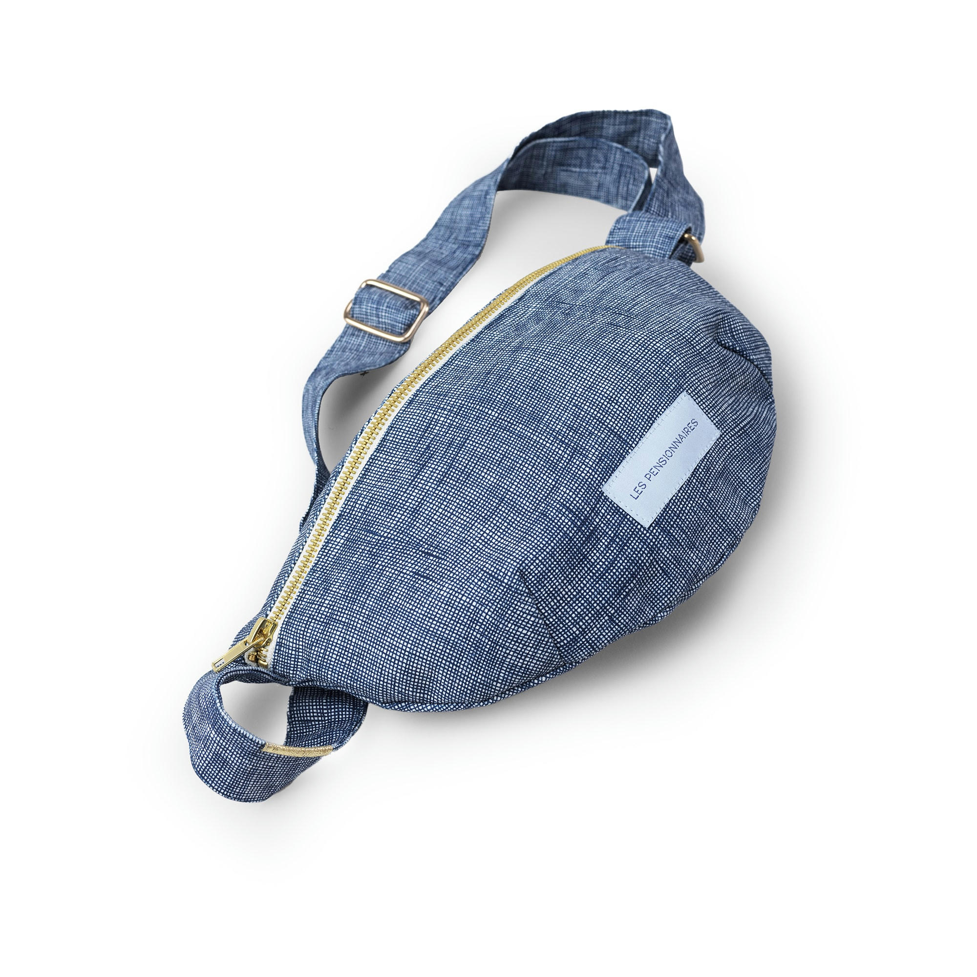 - Sac banane en toile de coton bio bleu orage quadrillé