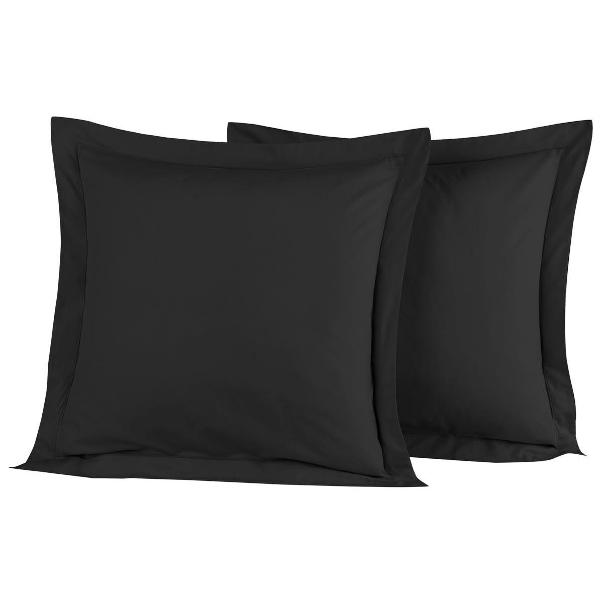 SOFT PERCALE - Lot de 2 taies d'oreiller en percale de coton anthracite 65x65 cm