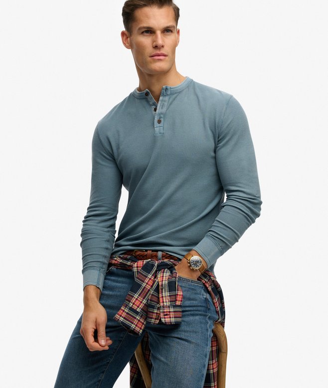 Lightweight Textured Henley Top