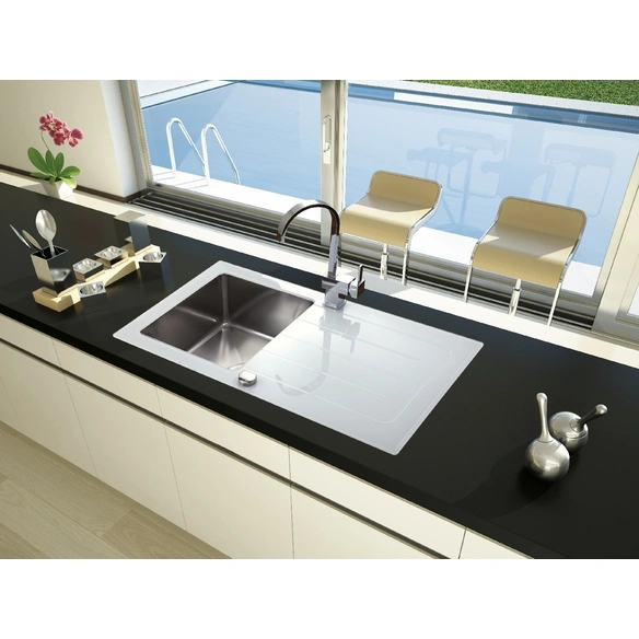 Glasspüle, weiß, Glas