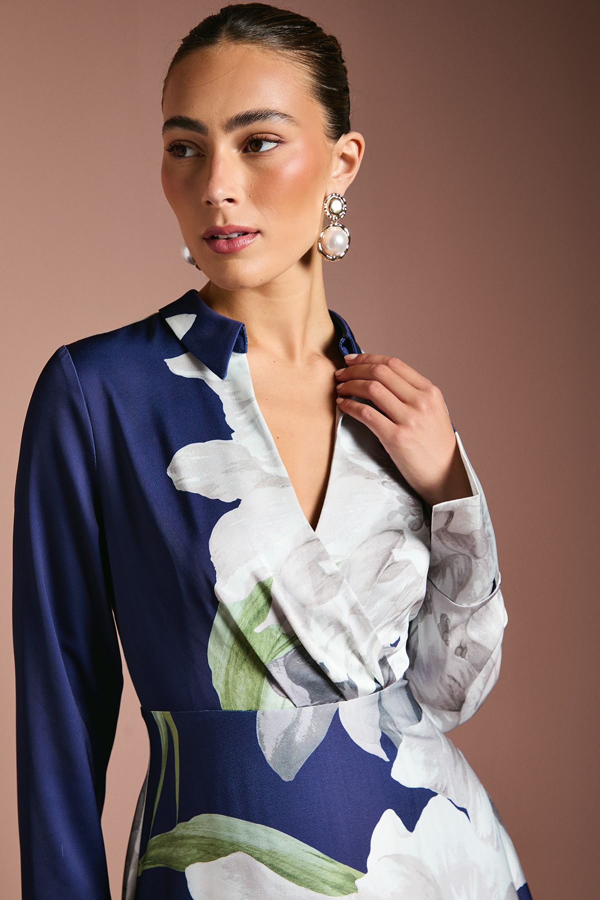 Coast Placement Print Wrap Front Maxi Dress