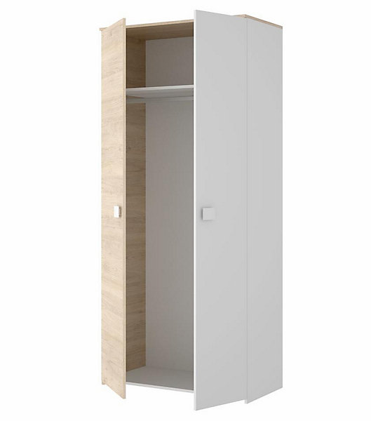 Armoire placard meuble de rangement coloris blanc - Longueur 90 x Profondeur 52 x Hauteur 205 cm