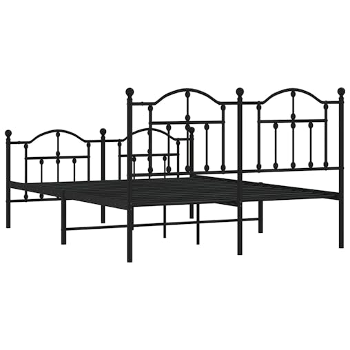 NNEVL Metal Bed Frame with Headboard and Footboard Black 153x203 cm Queen