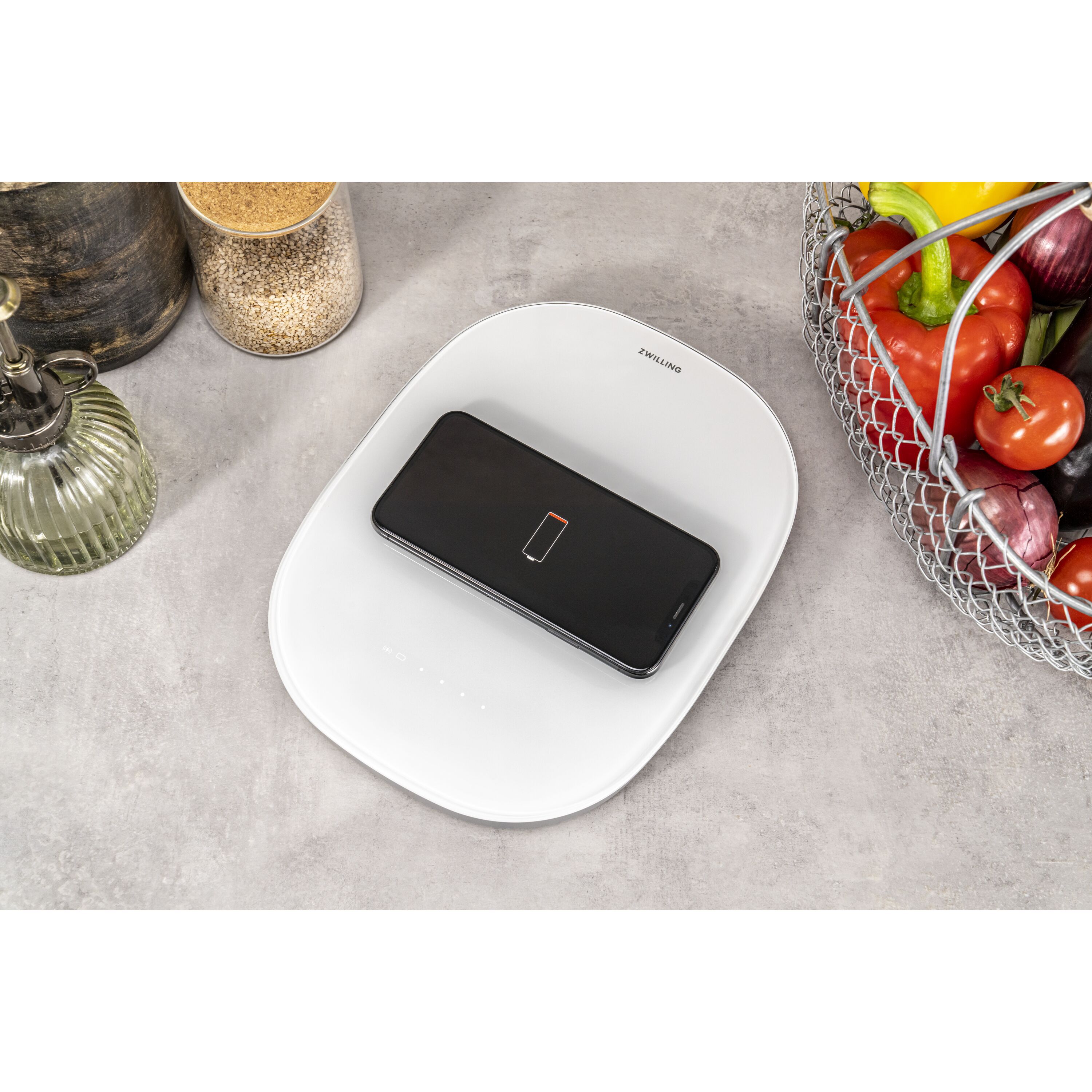 Wireless Charging Digital Kitchen Scale silver