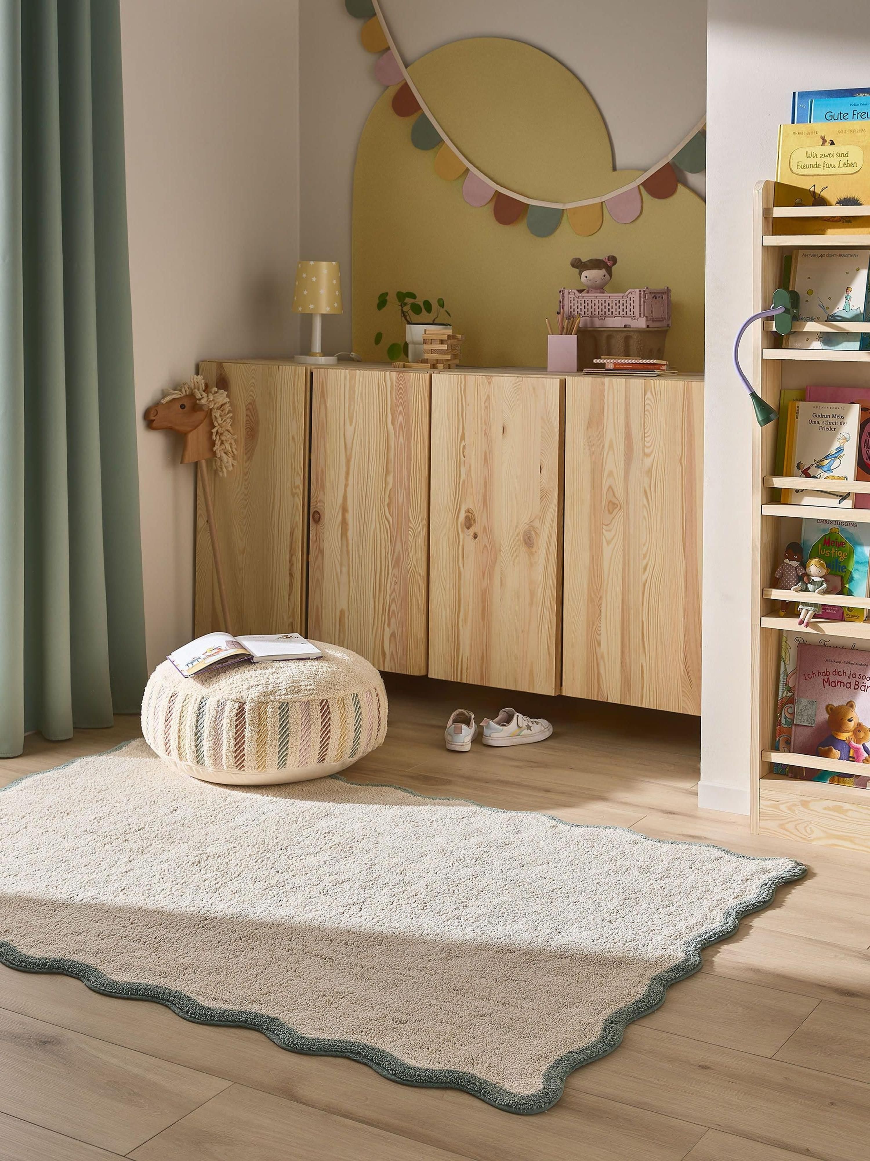 Handgetufteter Kinderteppich Emilia aus Baumwolle, waschbar