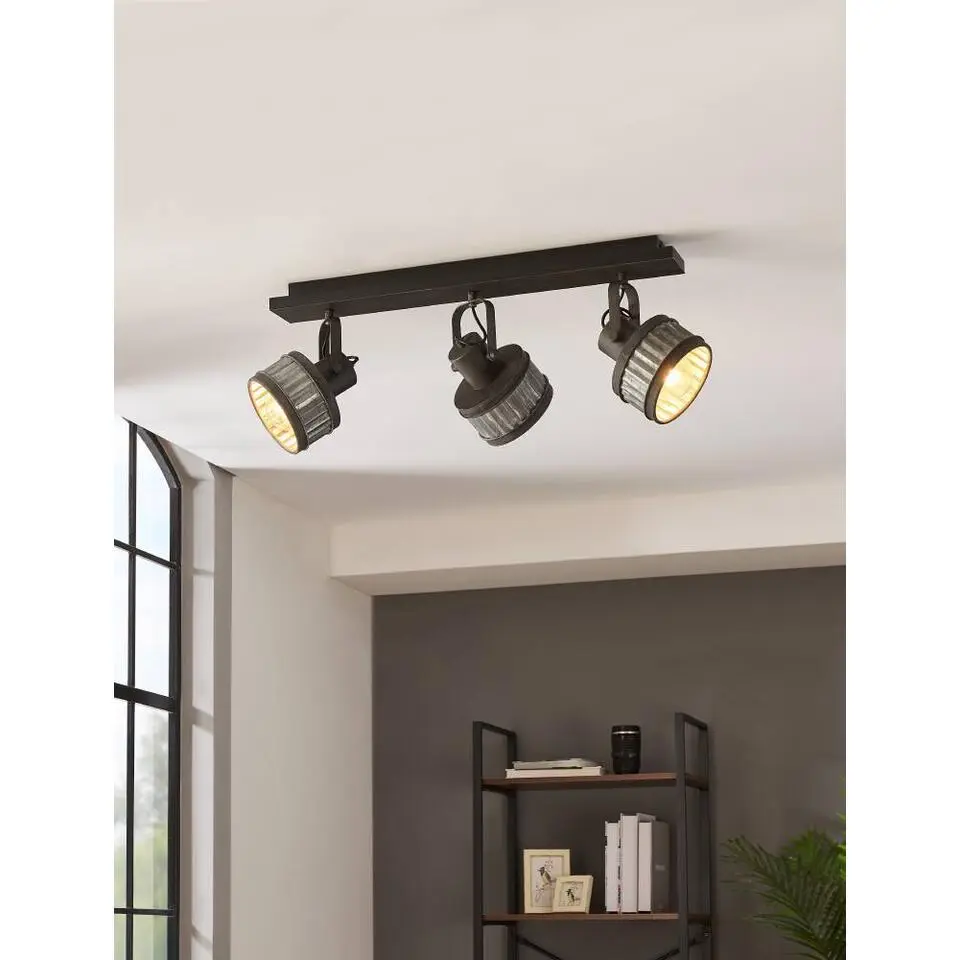 EGLO Turrock Opbouwspot - E27 - Staal - Zwart/Grijs