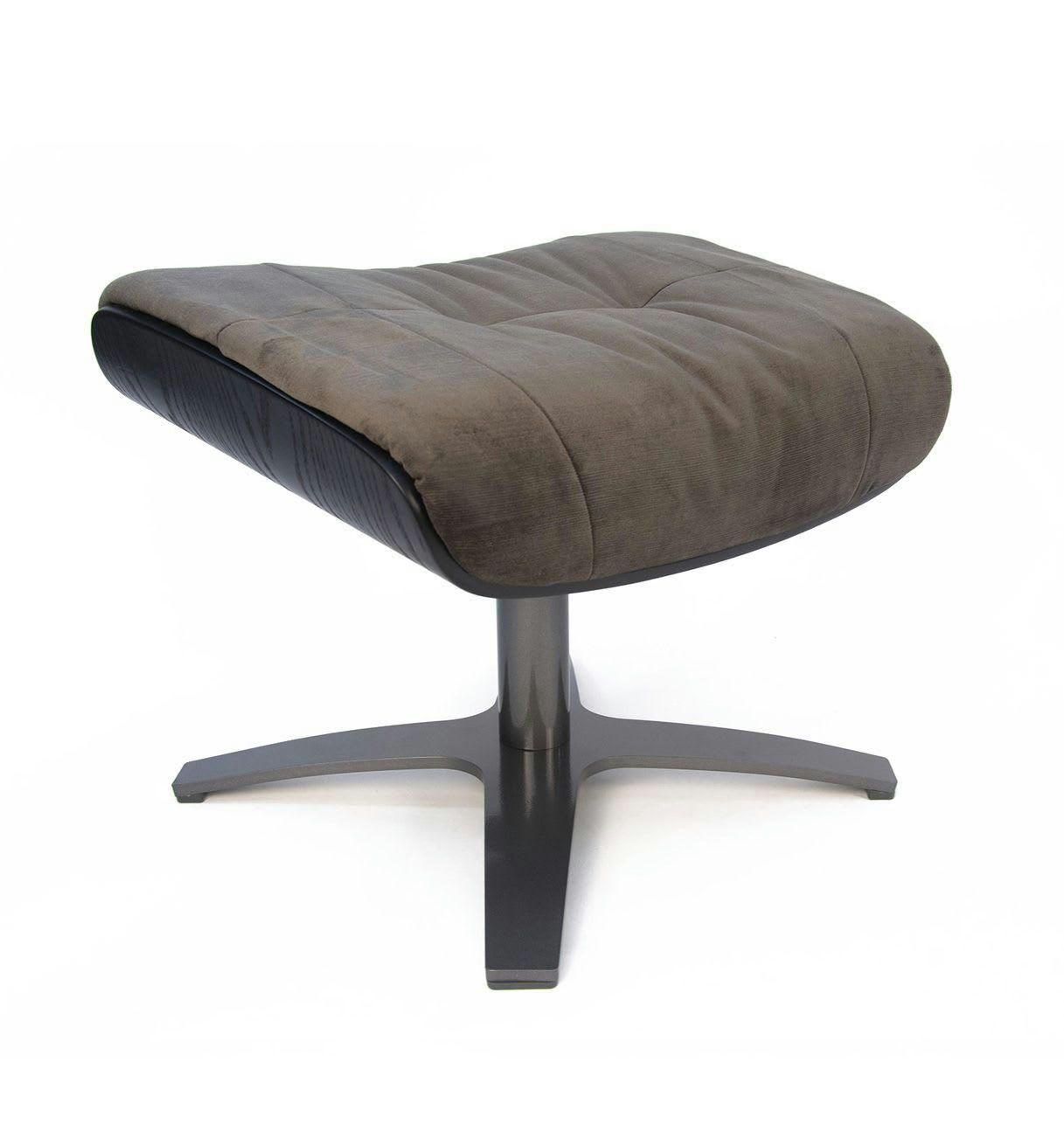 VÉGA - Pouf Velours et Chêne Noir - Velours Brun