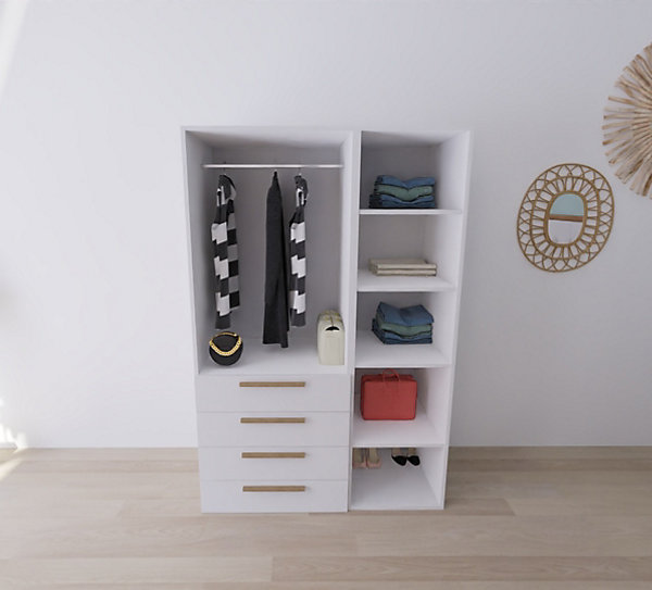 Dressing blanc 4 tiroirs GoodHome Atomia H. 187,5 x L. 125 x P. 58 cm