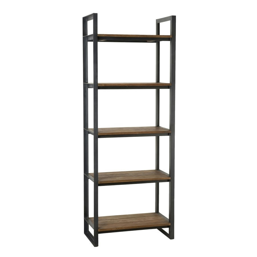 ALIDA - Etagère 5 niveaux en teck recyclé et métal noir