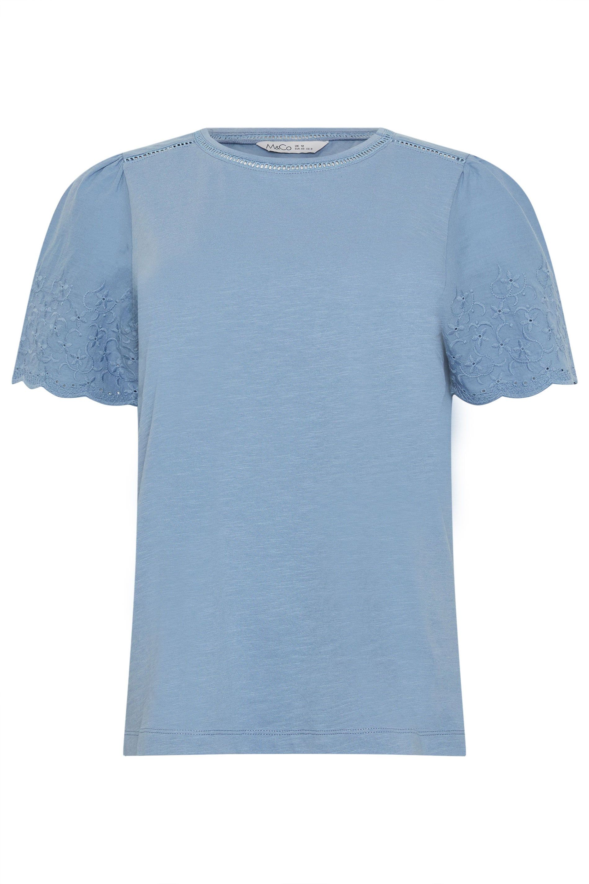 M&Co Embroidered Sleeve Cotton T-Shirt