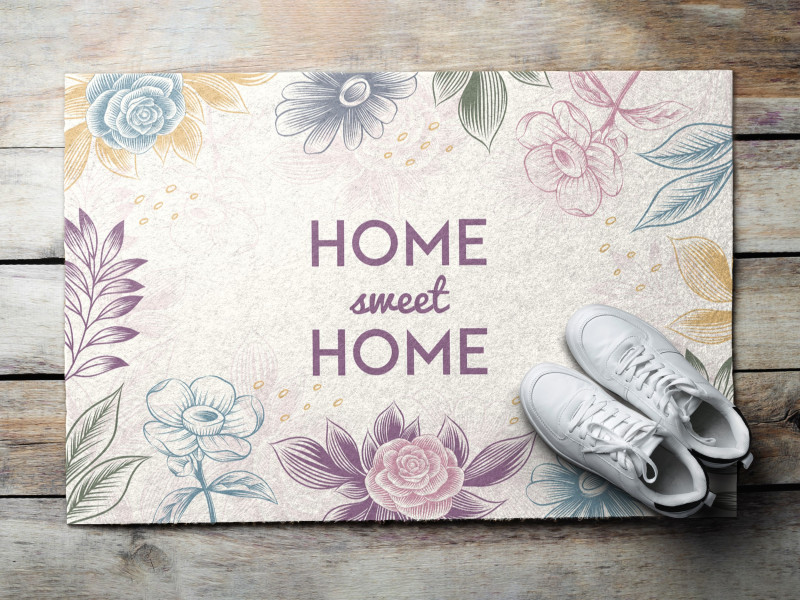 Wycieraczka wejściowa 60x40 Sweet Home biały napis na ciemnym Tulup