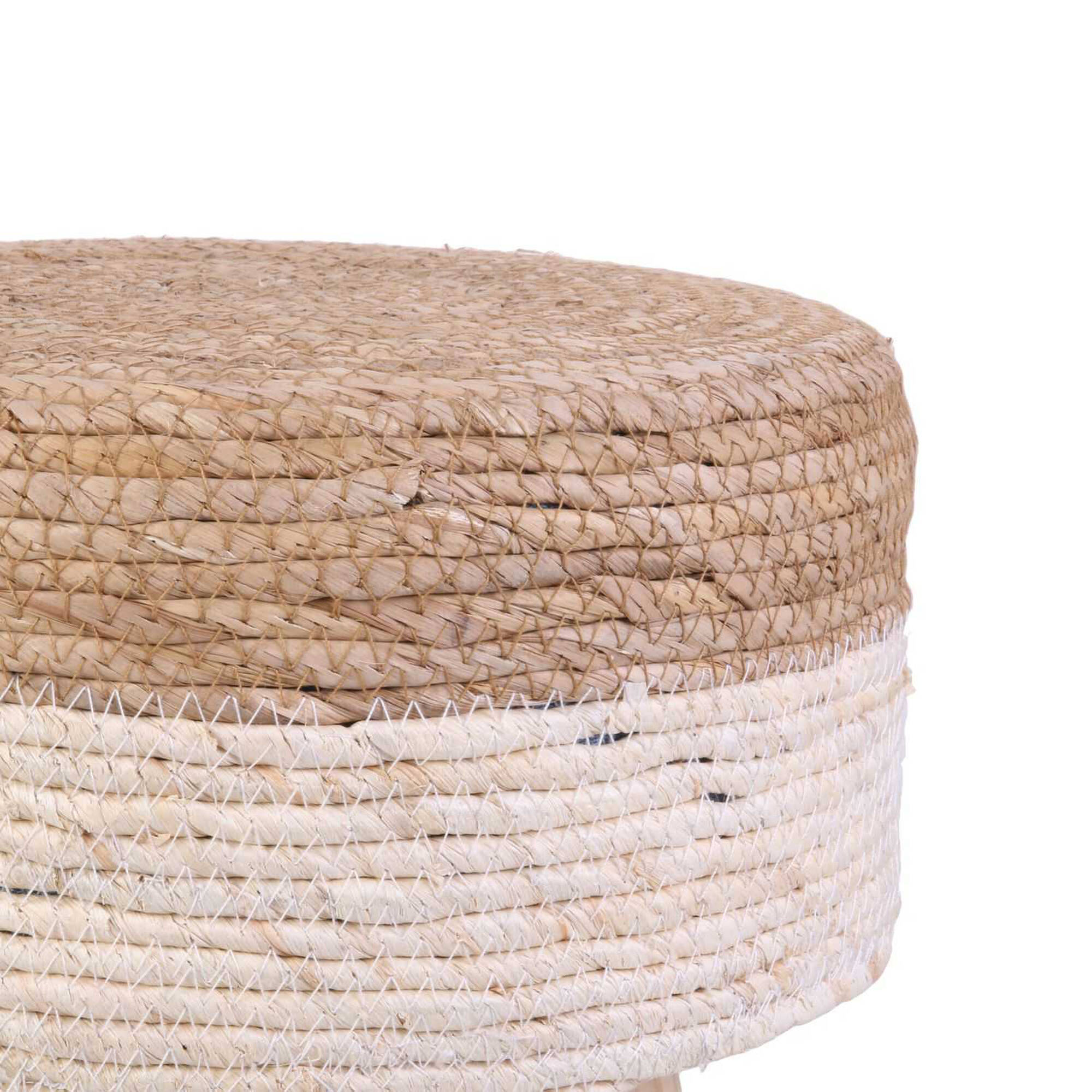 Tabouret avec assise bicolore tressée