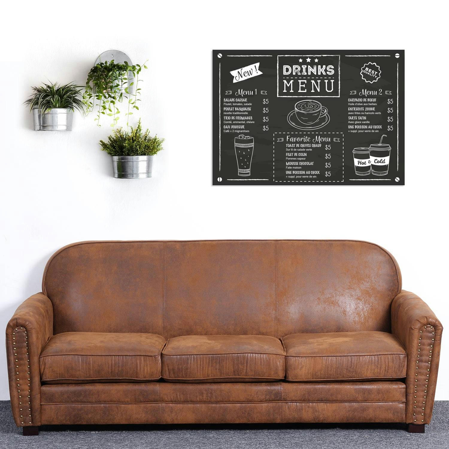 CLUB - Canapé 3 places perle tissu vintage